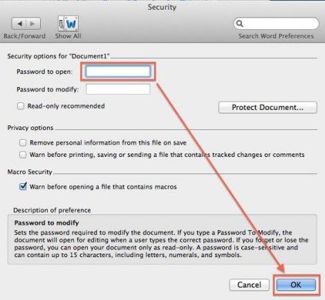 office 2011 for mac password protect excel workbook